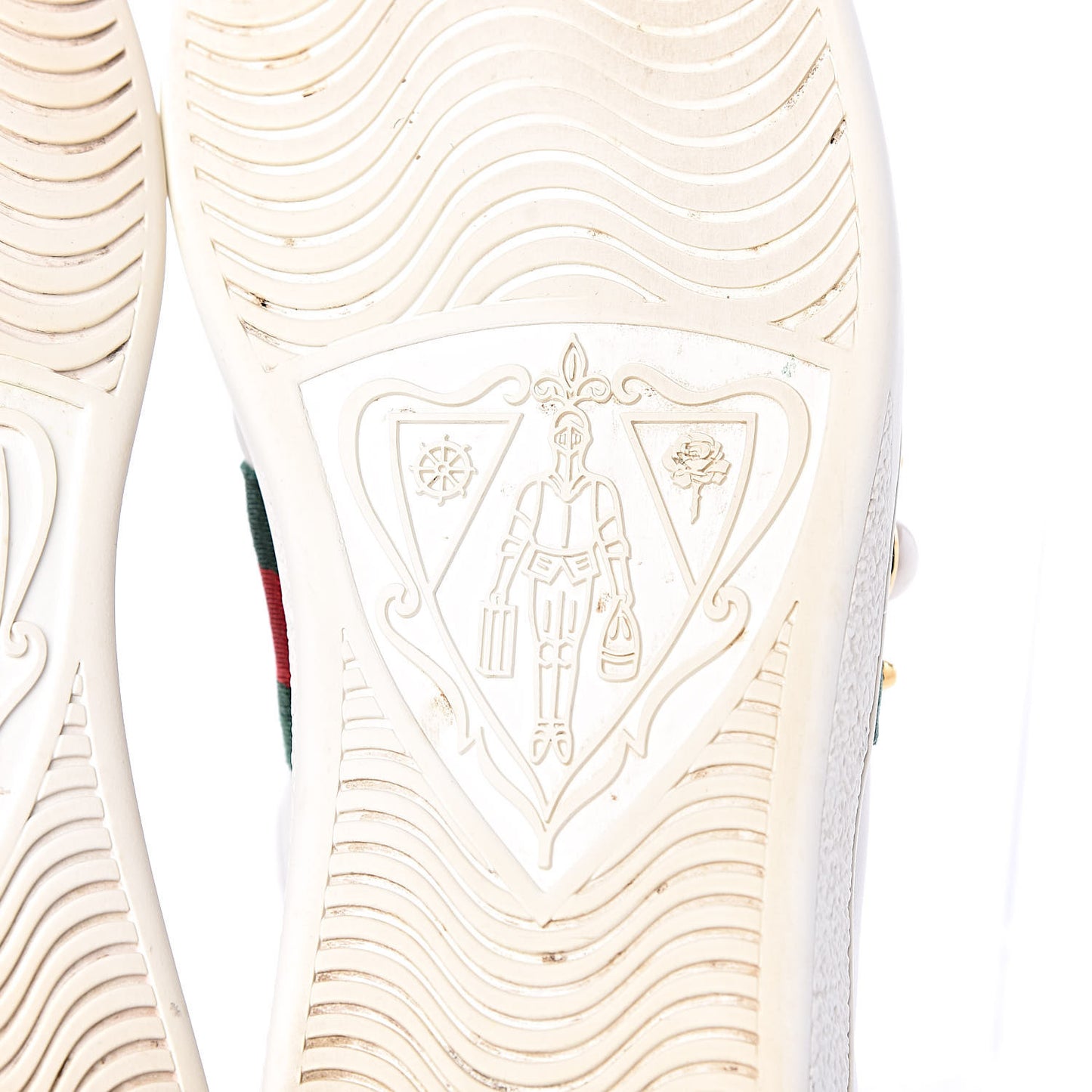 Calfskin Web Pearl Studded Womens Ace Sneakers 37.5 White