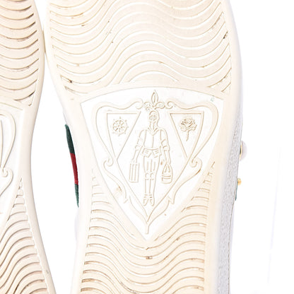 Gucci Calfskin Web Pearl Studded Womens Ace Sneakers 37.5 White 8 of 17