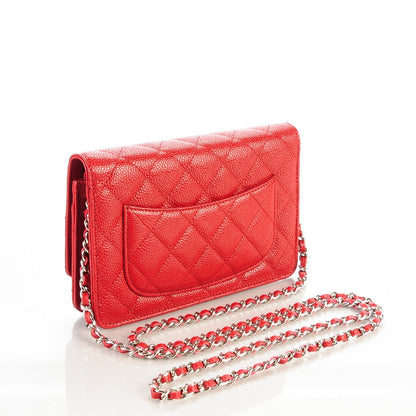 Chanel Caviar Quilted Wallet On Chain WOC Red 3 of 8