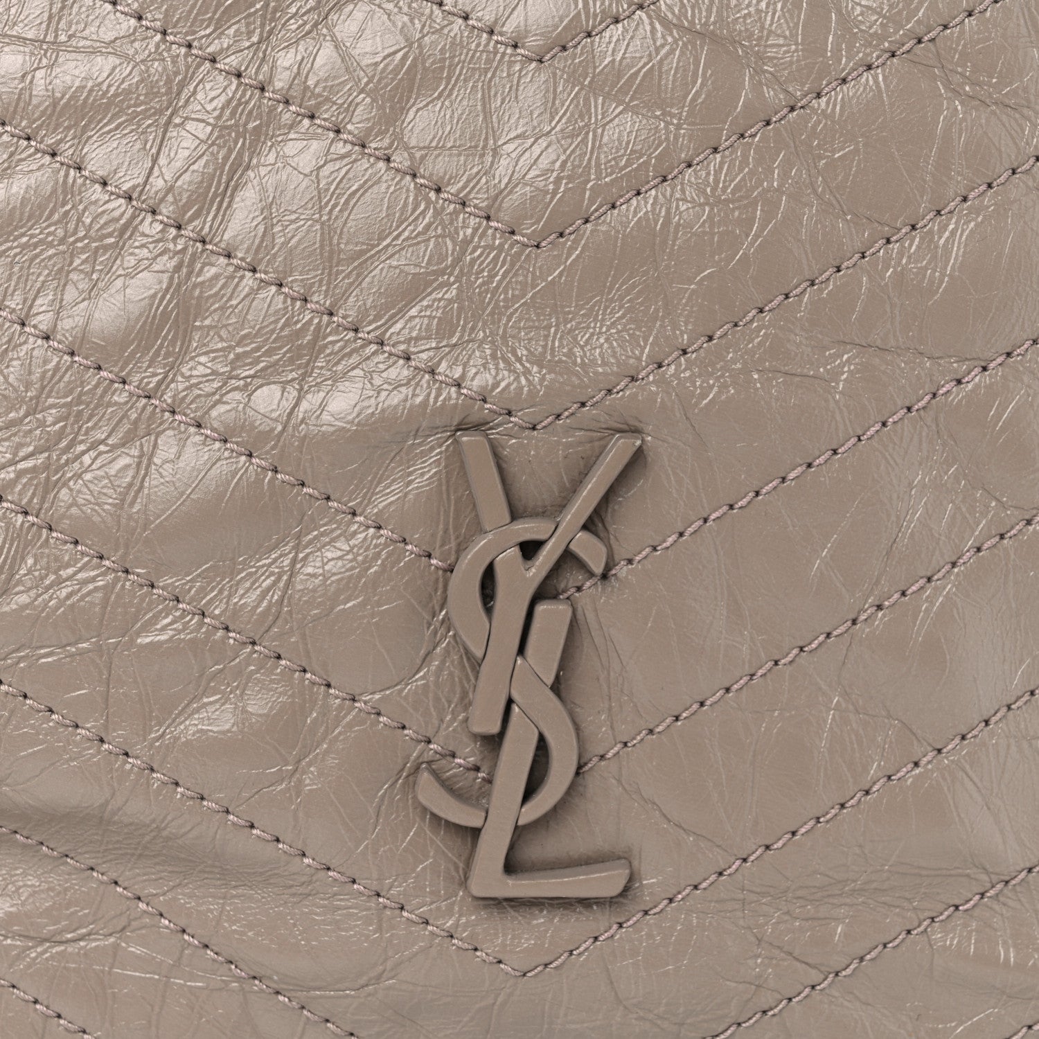Saint Laurent SAINT LAURENT Crinkled Calfskin Matelasse Monogram Large Niki Shopper Tote Dusty Grey 8 of 10