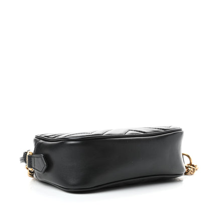Gucci Calfskin Matelasse Mini GG Marmont Chain Shoulder Bag Black 3 of 4