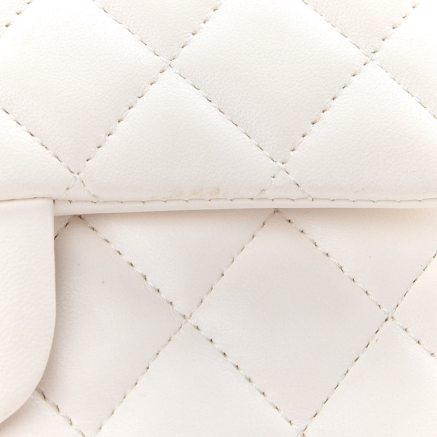 Lambskin Quilted Mini Rectangular Flap White