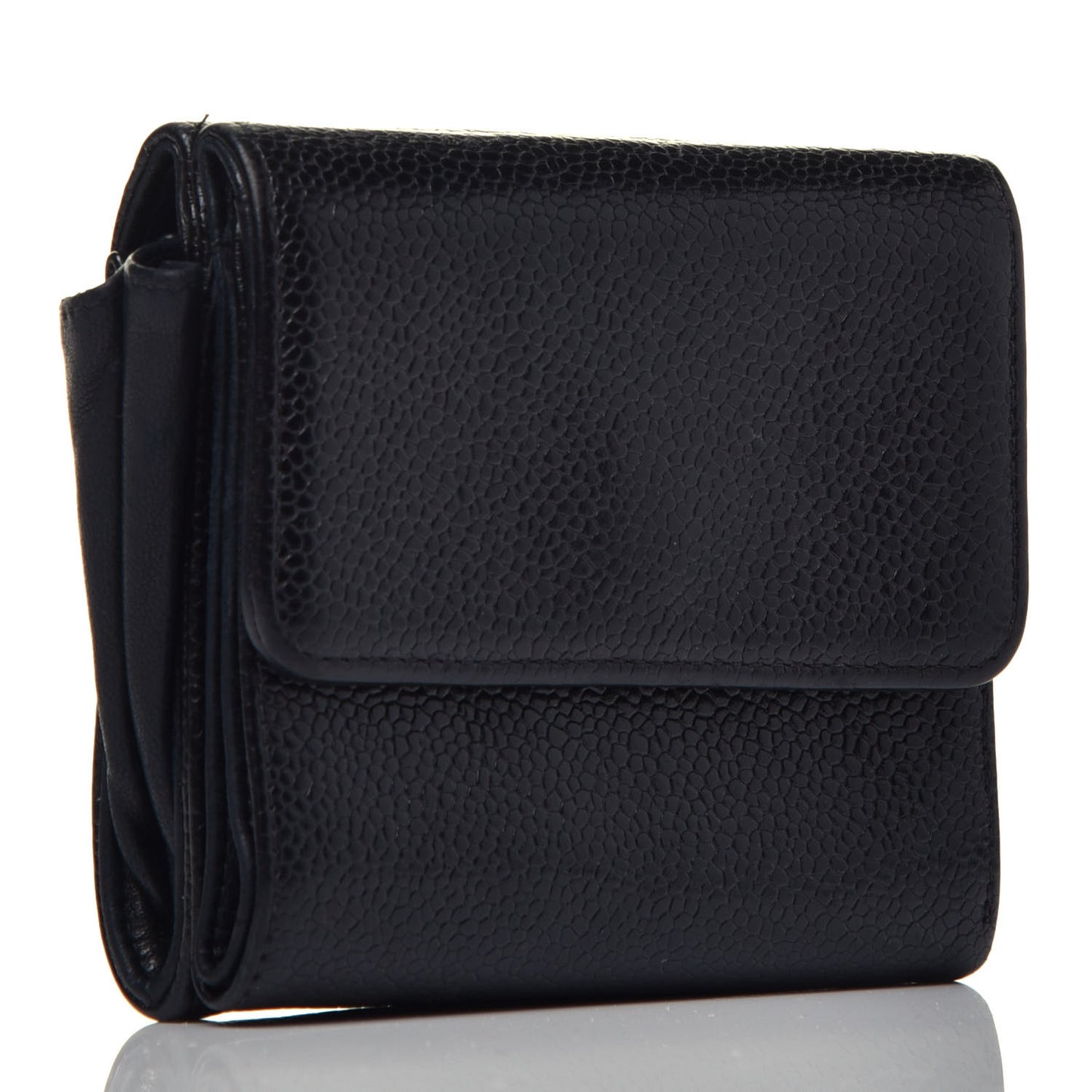 Caviar Timeless CC Compact Flap Wallet Black
