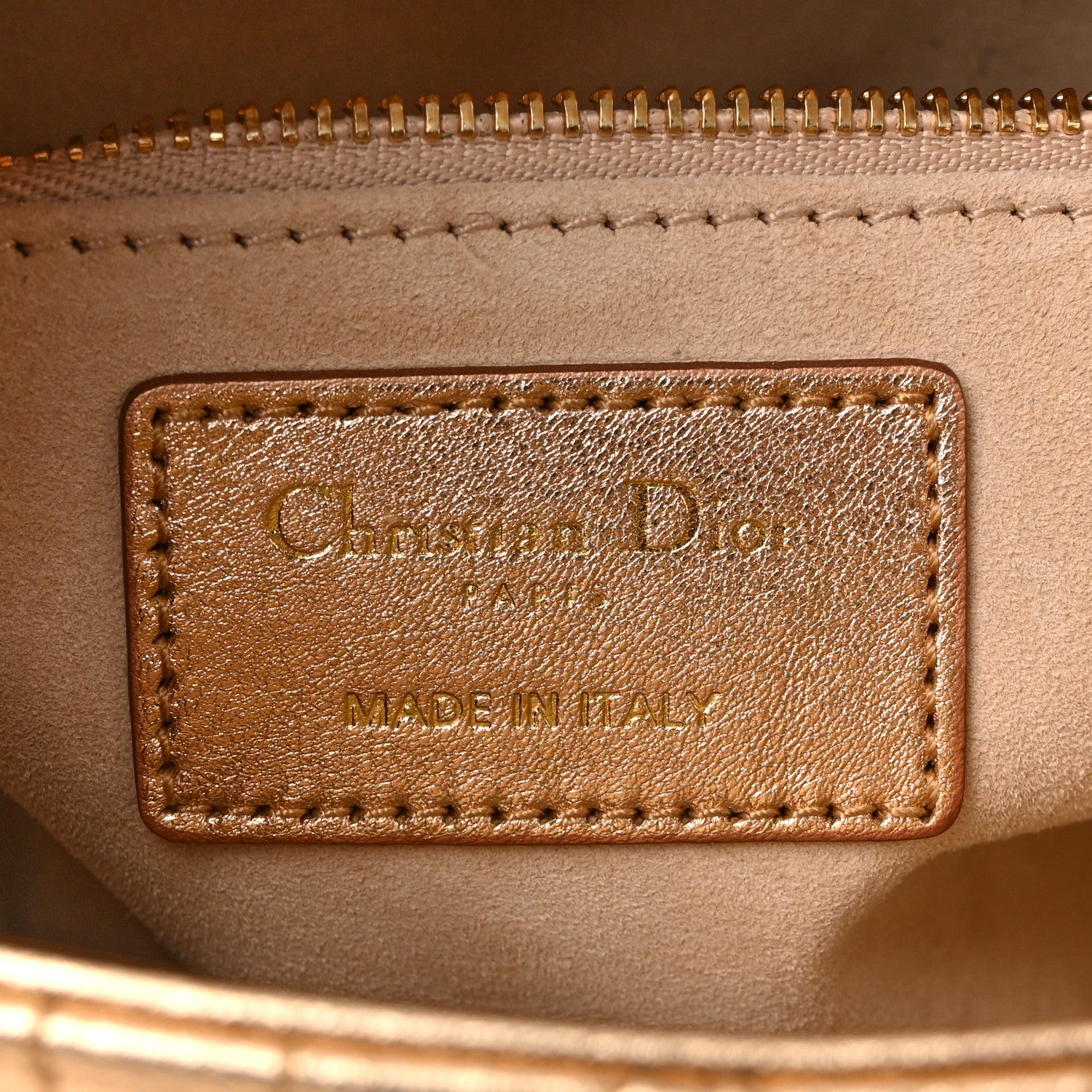 Christian Dior Metallic Lambskin Cannage Small My ABCDior Lady Dior Rose Gold 6 of 12