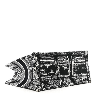 Christian Dior Canvas Embroidered Medium Plan De Paris Book Tote Black White 4 of 12