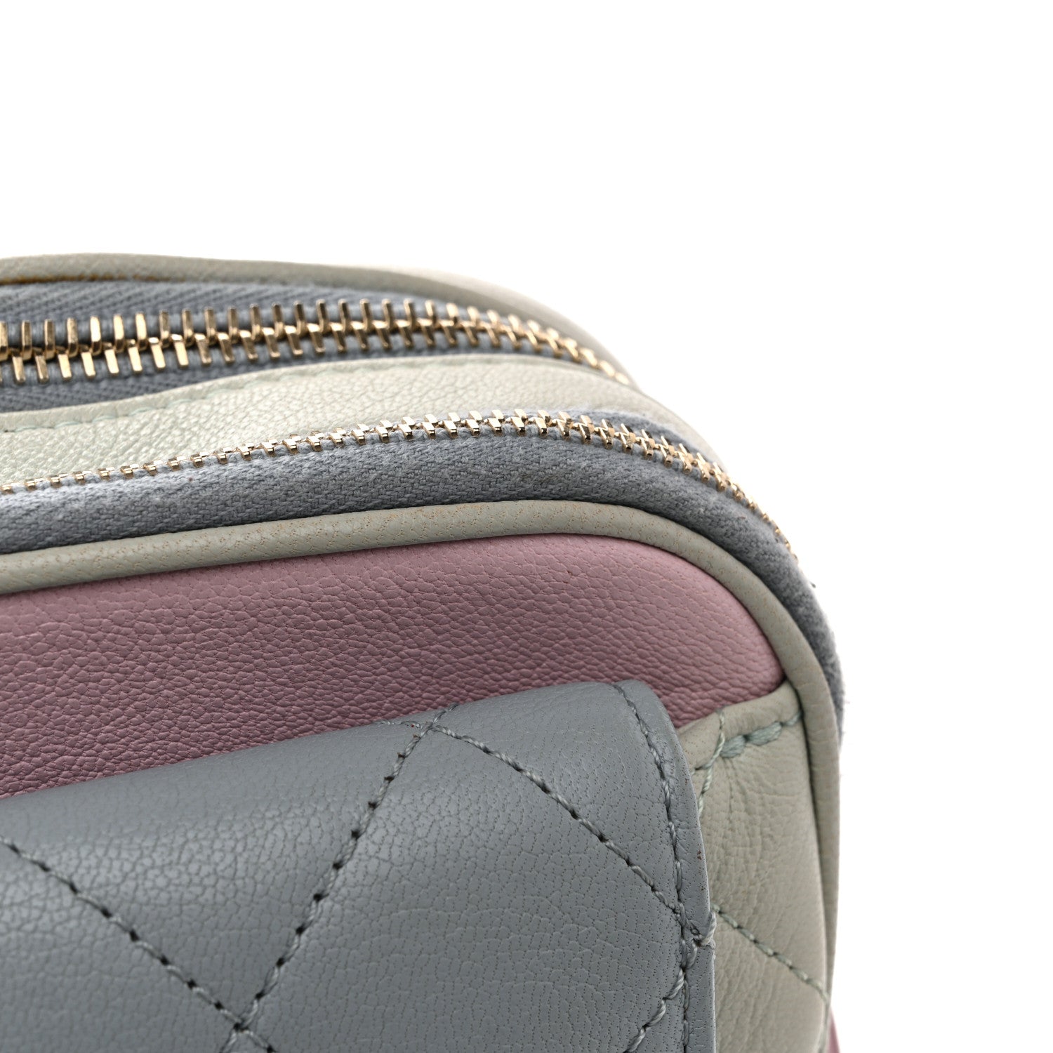 Chanel Goatskin Quilted Waist Bag Green Blue Pink 15 of 18