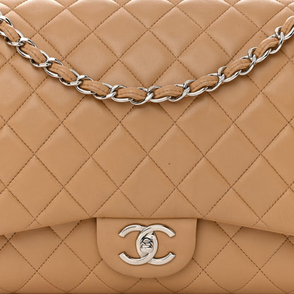 Chanel Lambskin Quilted Maxi Double Flap Beige 9 of 18