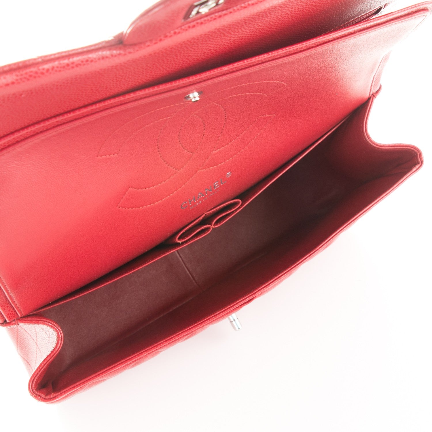 Chanel Caviar Quilted Jumbo Double Flap Dark Red 5 of 8