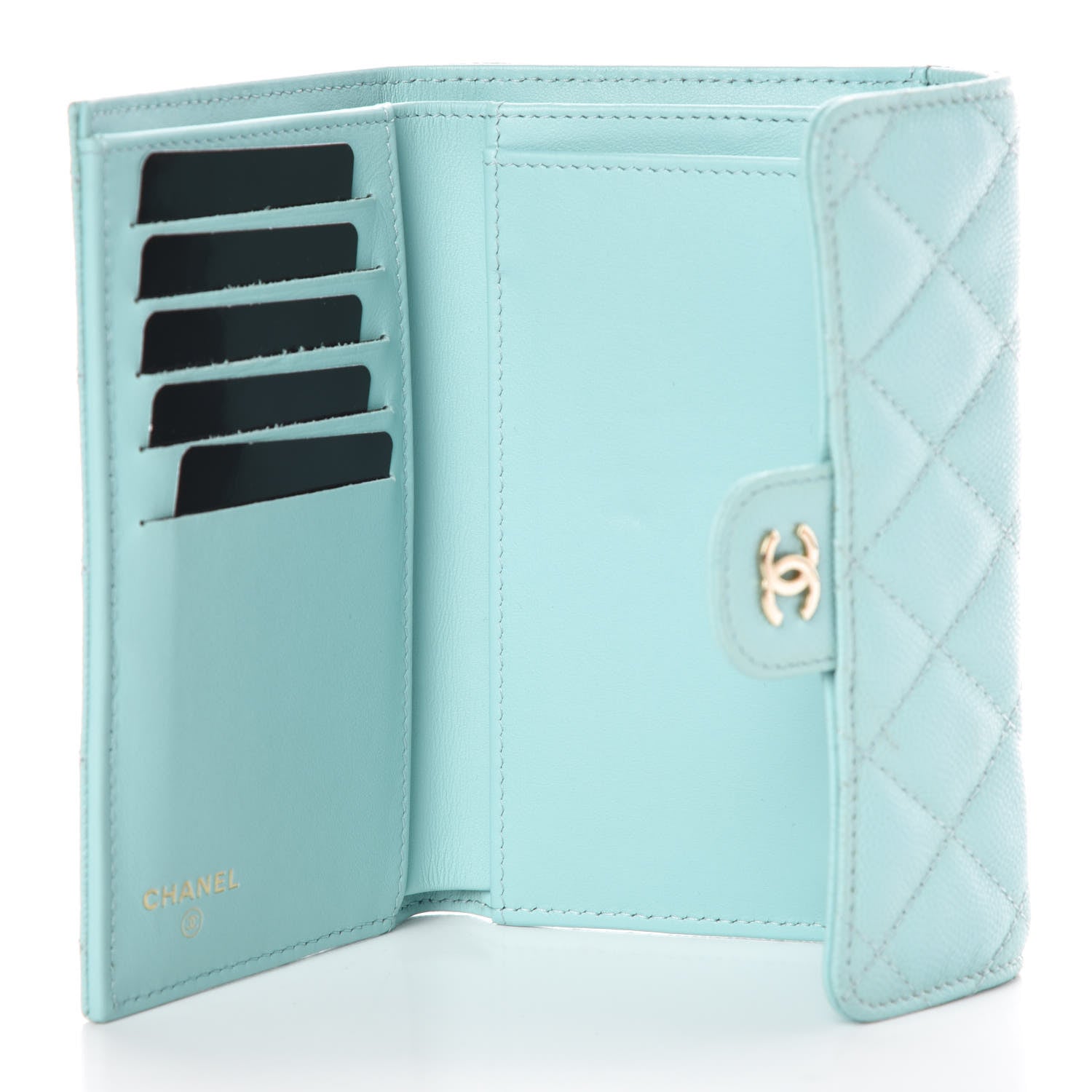 Chanel Caviar Quilted Medium Flap Wallet Light Blue 5 of 9