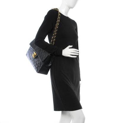 Chanel Lambskin Quilted XL Jumbo Single Flap Black 2 of 8