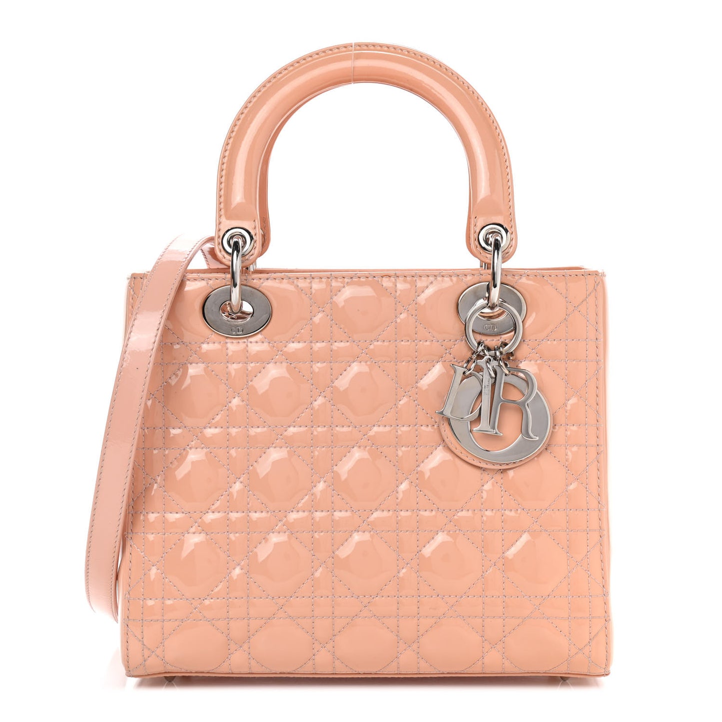Patent Cannage Medium Lady Dior Light Pink