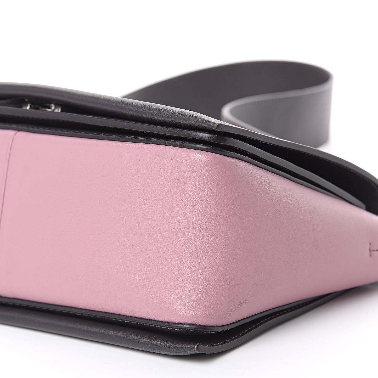 Shiny Smooth Calfskin Medium Frame Shoulder Bag Liquorice Antique Rose