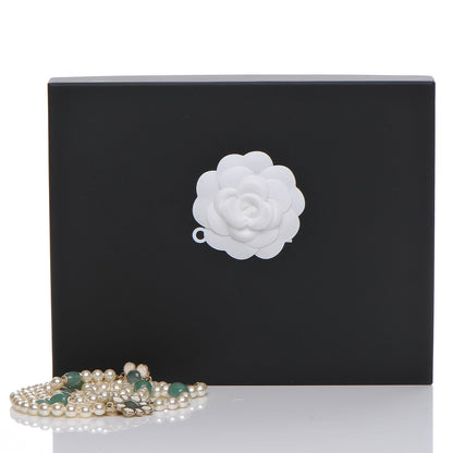 Chanel Pearl Gripoix Poured Glass Long Necklace Gold Green White 6 of 6