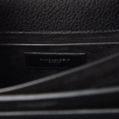 Saint Laurent Grained Calfskin Medium Monogram Sunset Satchel Black 6 of 7