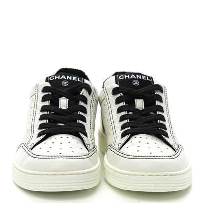 Chanel Calfskin Womens Logo Sneakers 36.5 Black White 2 of 9