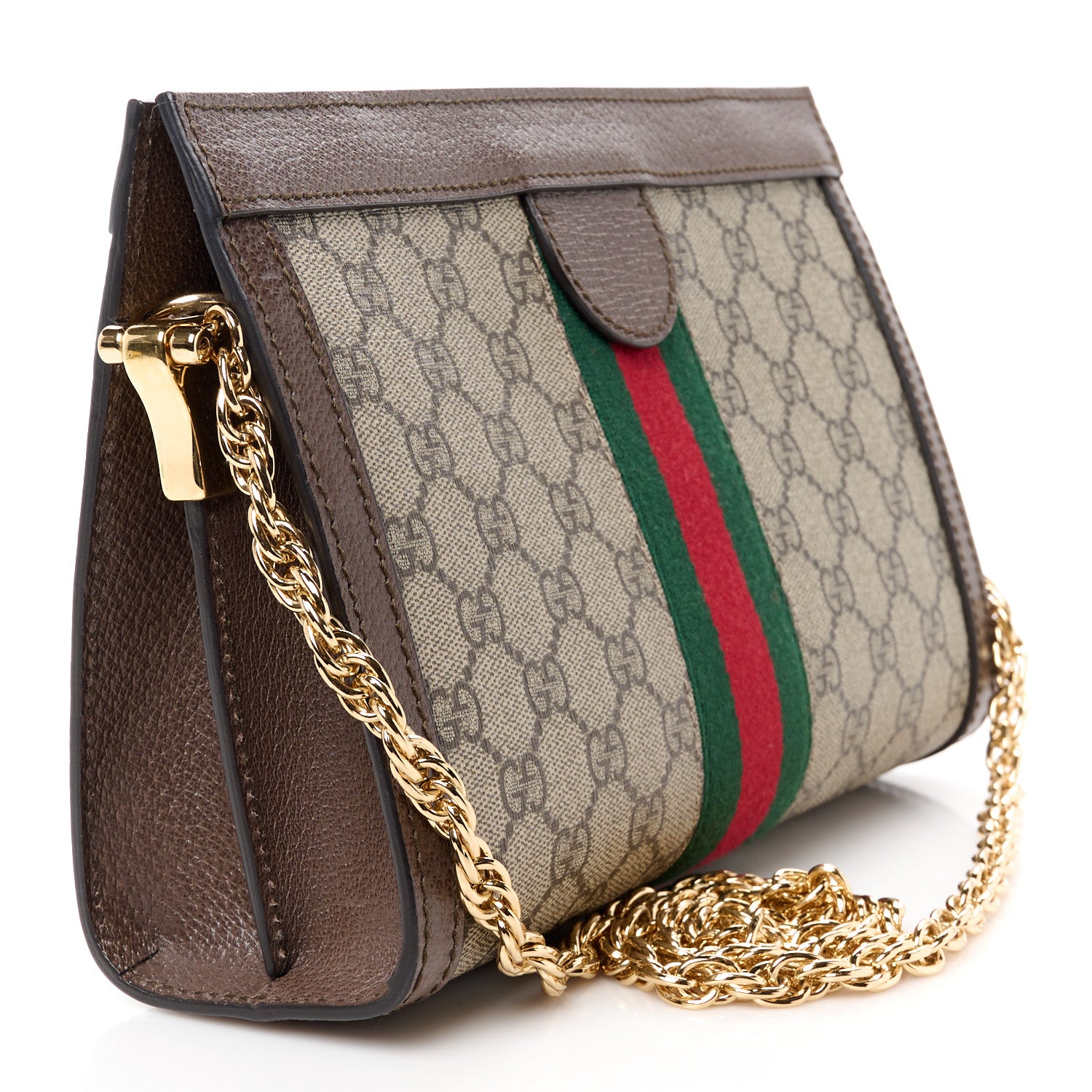 Gucci GG Supreme Monogram Web Small Ophidia Chain Shoulder Bag Brown 3 of 11
