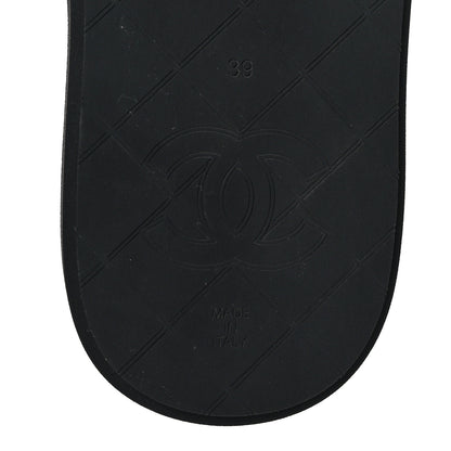 Chanel Lambskin Quilted Padded Charms Thong Sandals 39 Black 7 of 7