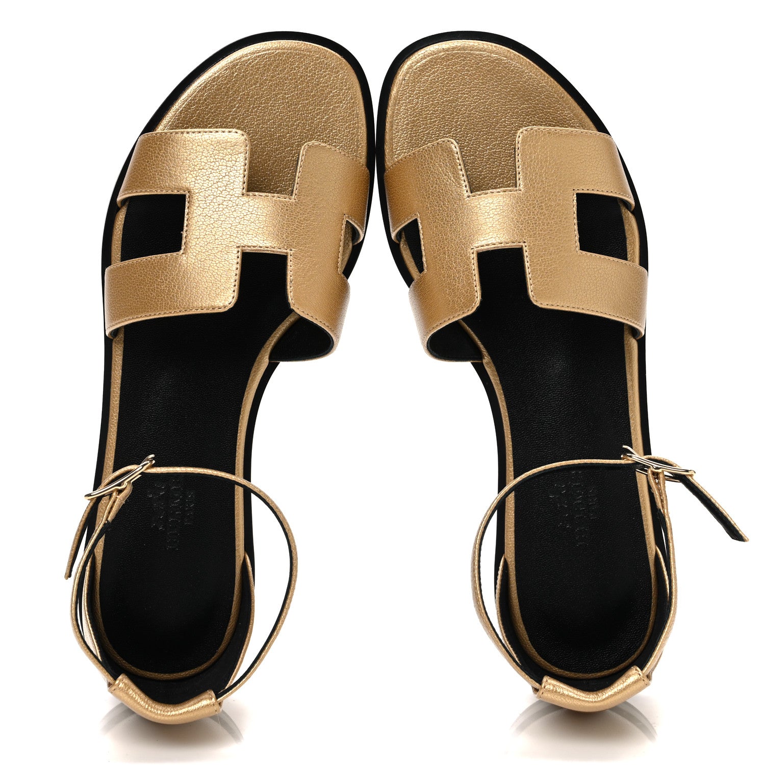 Hermes Metallic Chevre Chamkilight Santorini Sandals 36 Dore 2 of 10