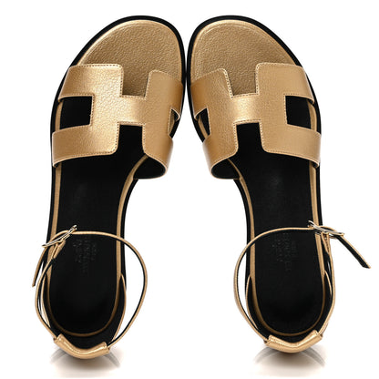 Hermes Metallic Chevre Chamkilight Santorini Sandals 36 Dore 2 of 10