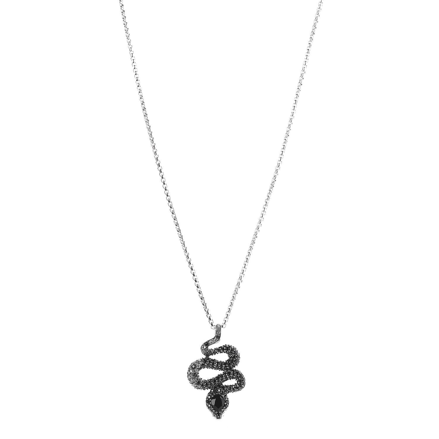 John Hardy Sterling Silver Diamond Black Chalcedony Black White Sapphire Legends Cobra Pendant Necklace 1 of 8
