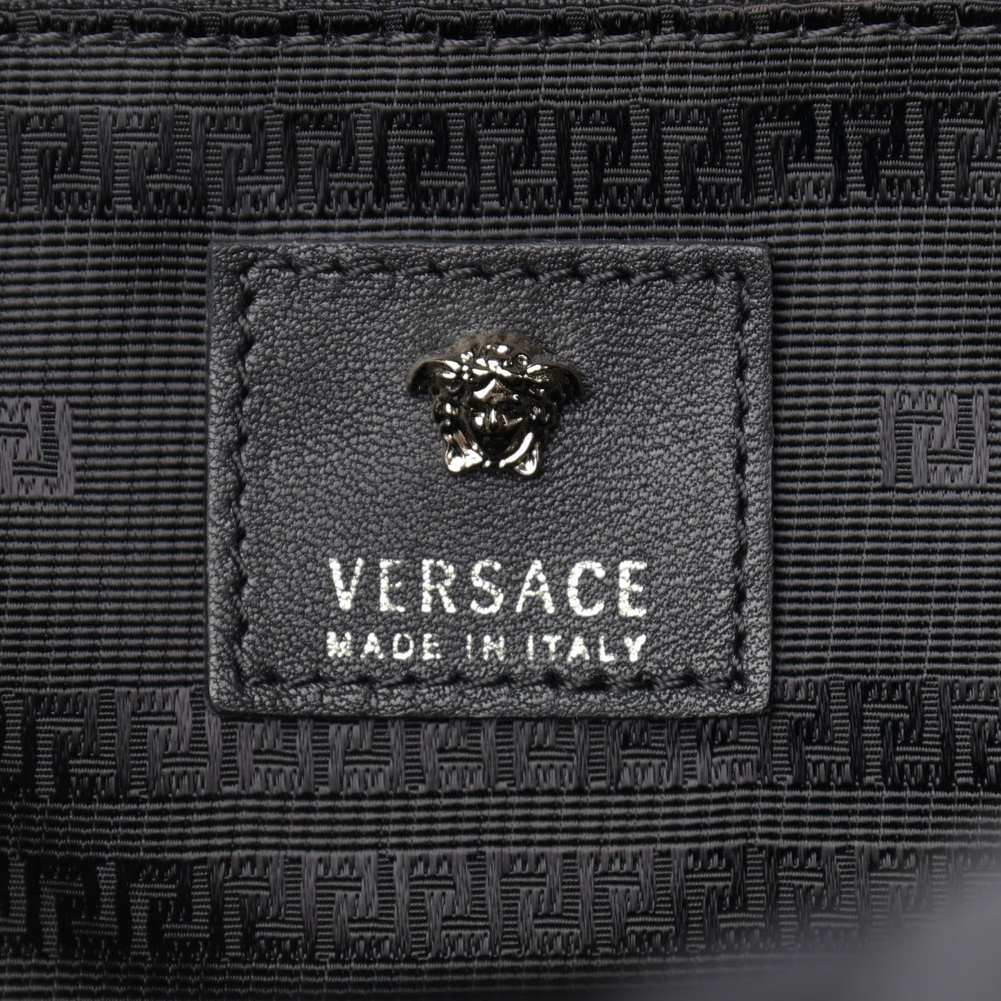 Nylon Goatskin Studded Palazzo Medusa Backpack Black
