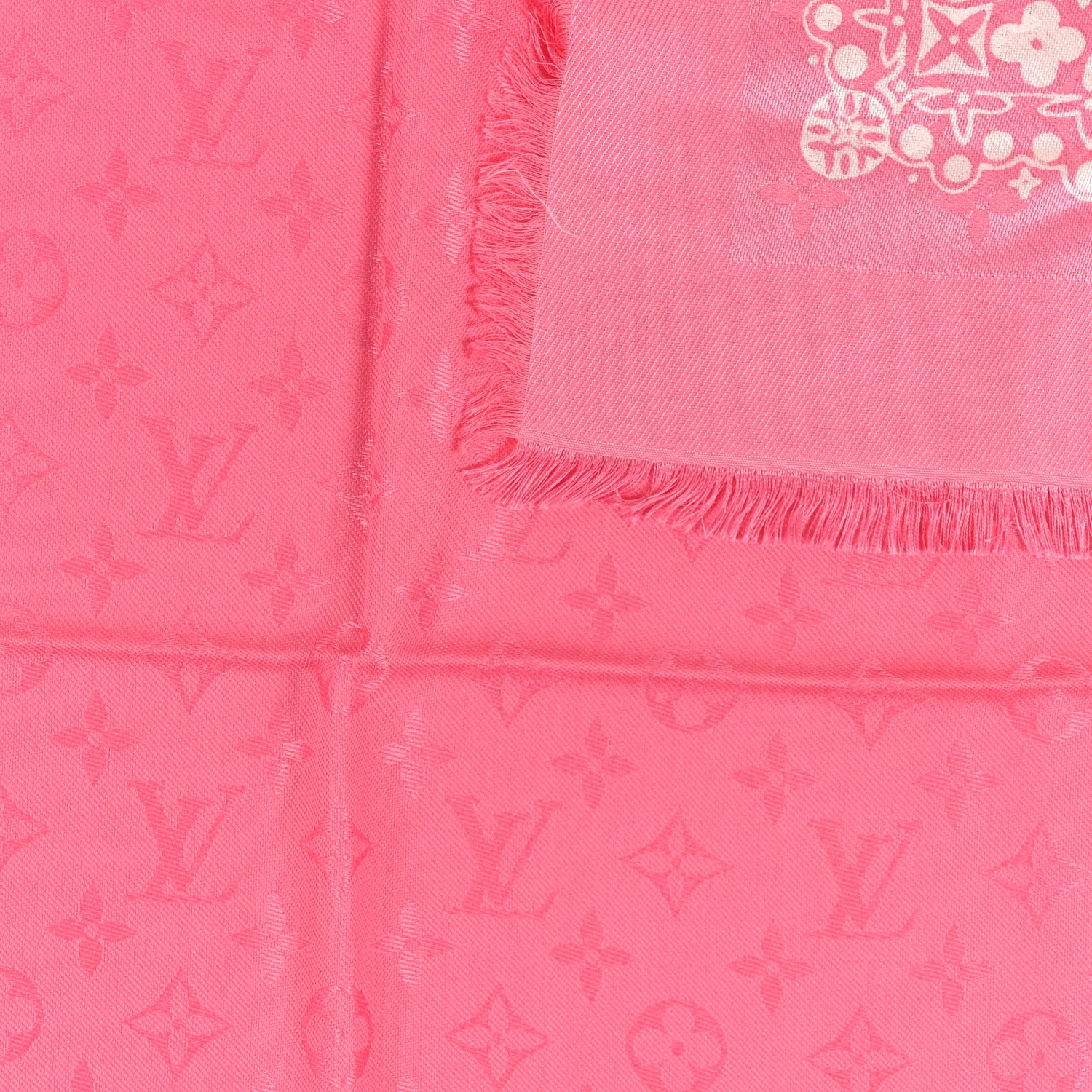 Louis Vuitton Silk Wool Amstramgram Shawl Pink 3 of 3
