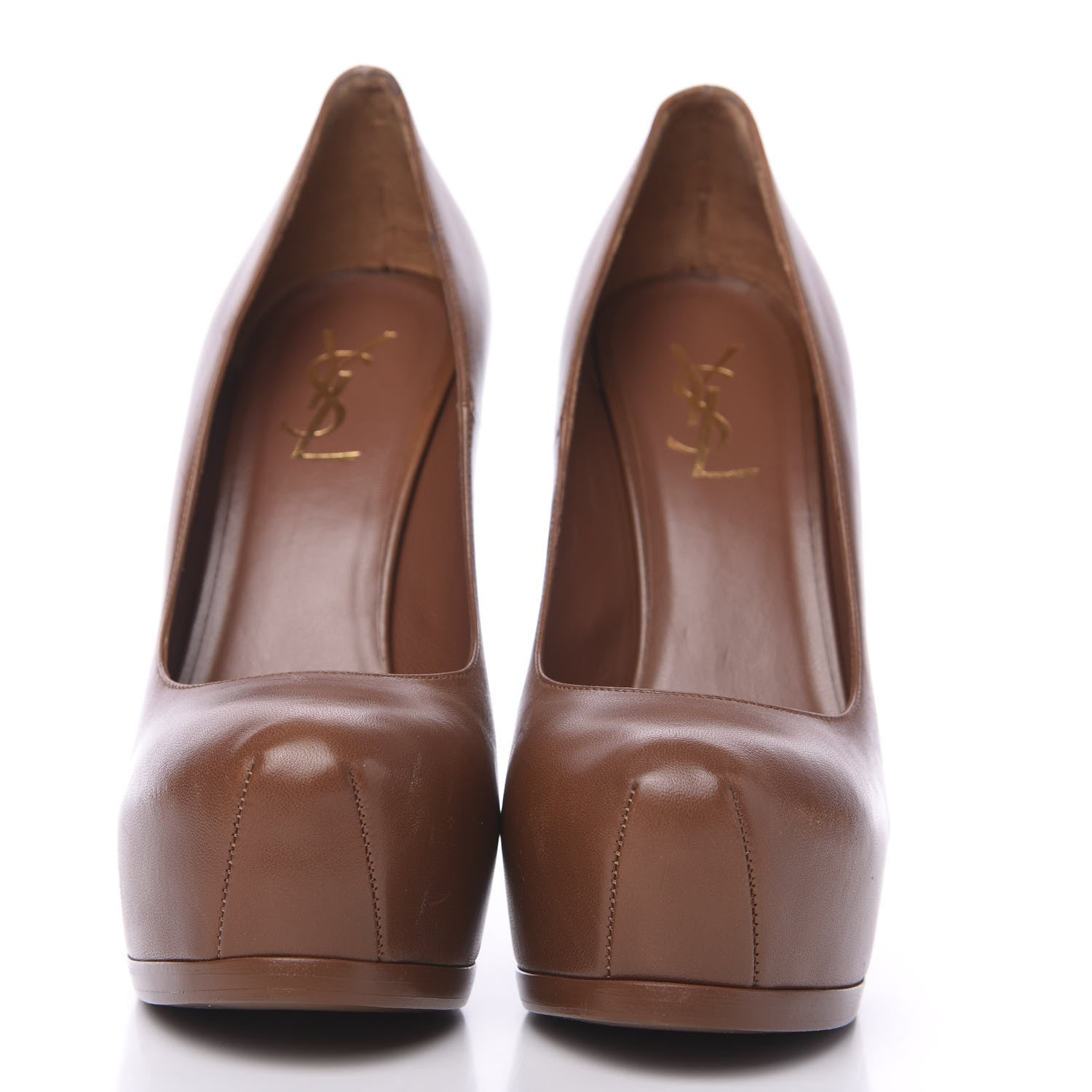 Saint Laurent Vernigolf Tribtoo 105 Platform Pumps 38 Brown 2 of 10