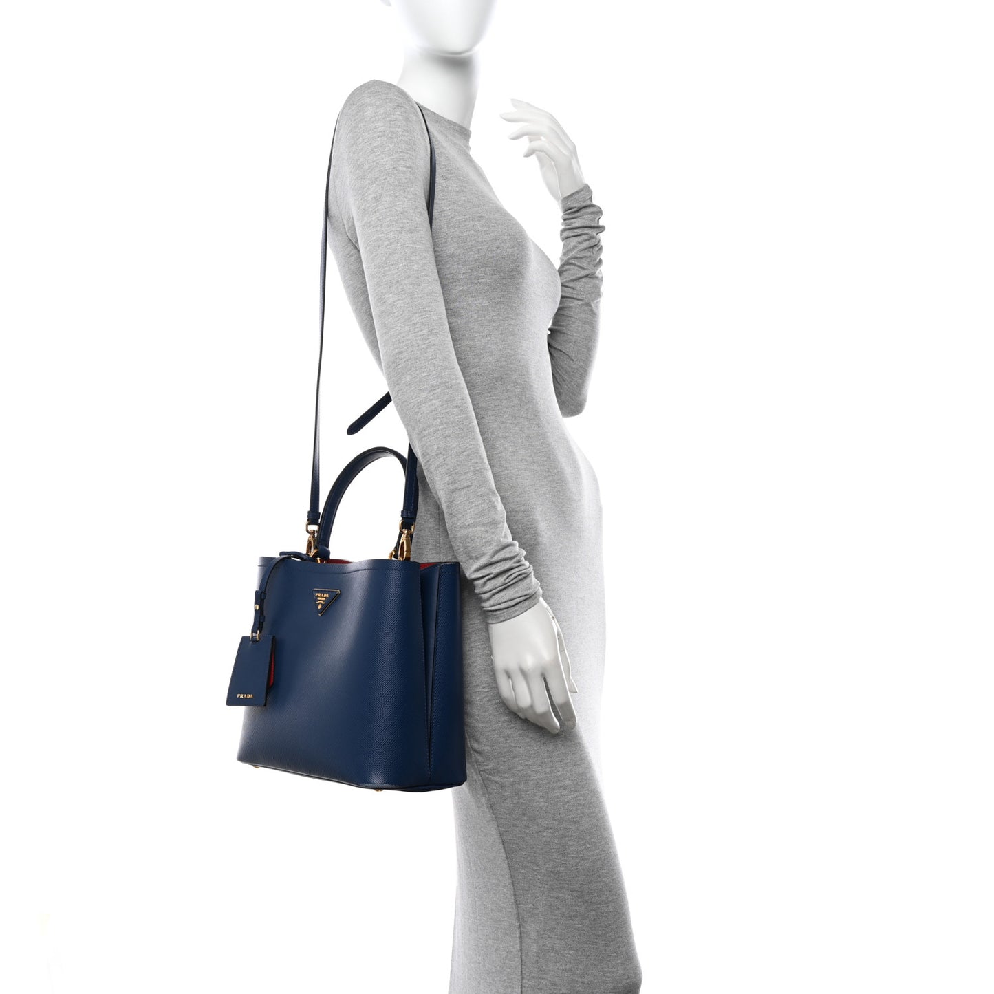 Saffiano Cuir Medium Panier Bucket Bag Bleuette