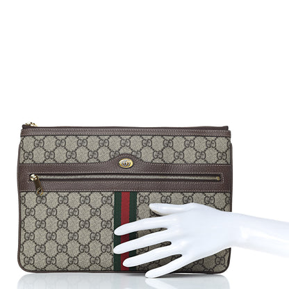 Gucci GG Supreme Monogram Large Ophidia Pouch Clutch Brown 2 of 8