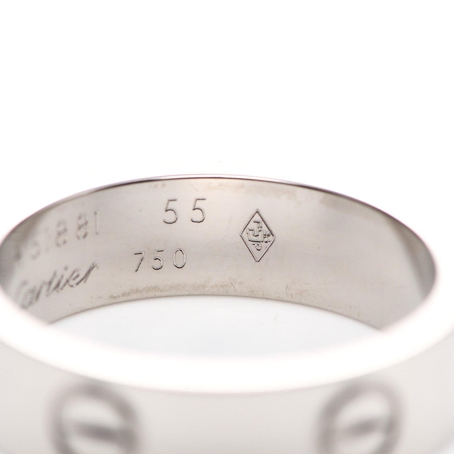 18K White Gold 5.5mm LOVE Ring 55 7.25