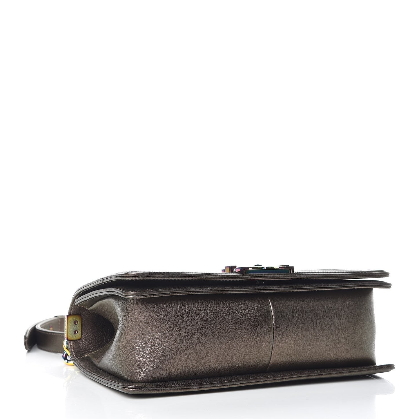 Iridescent Goatskin Quilted Medium Boy Flap Dark Gold