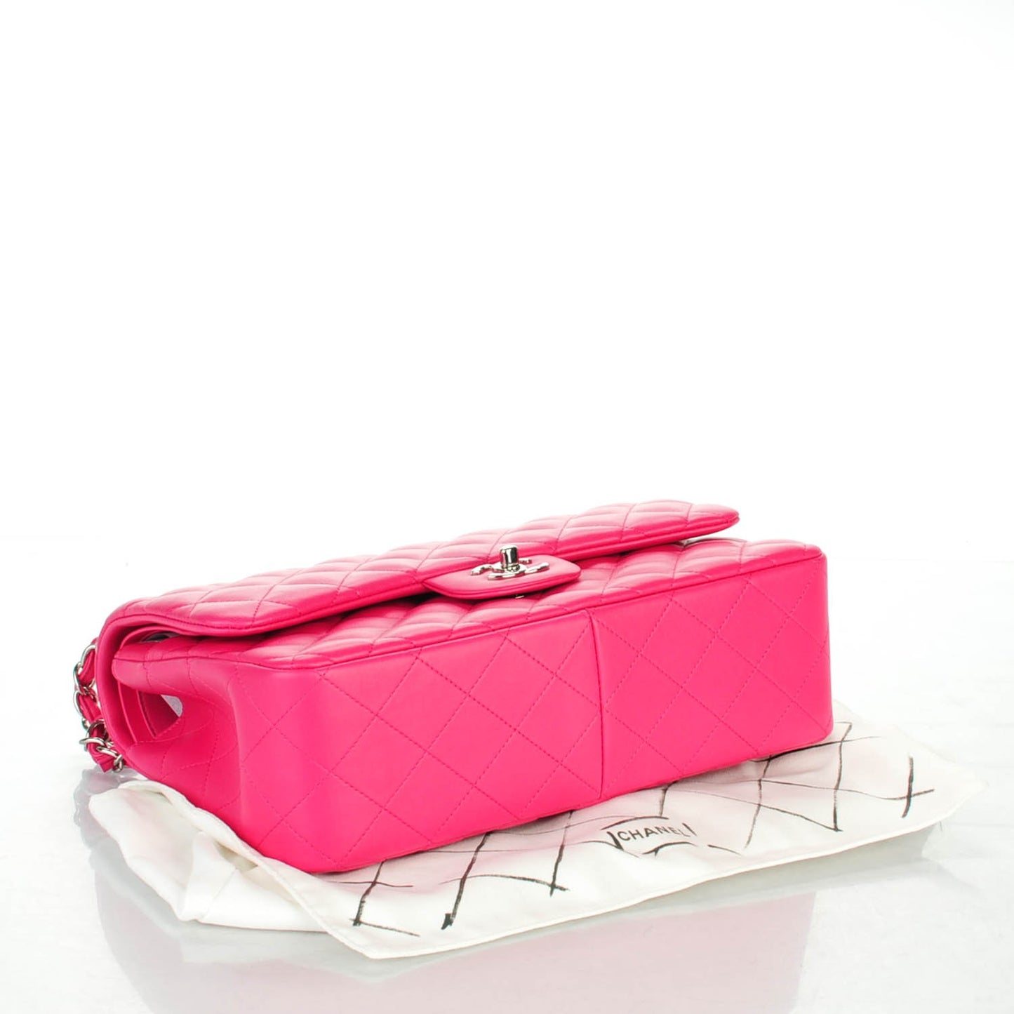 Lambskin Quilted Jumbo Double Flap Dark Pink