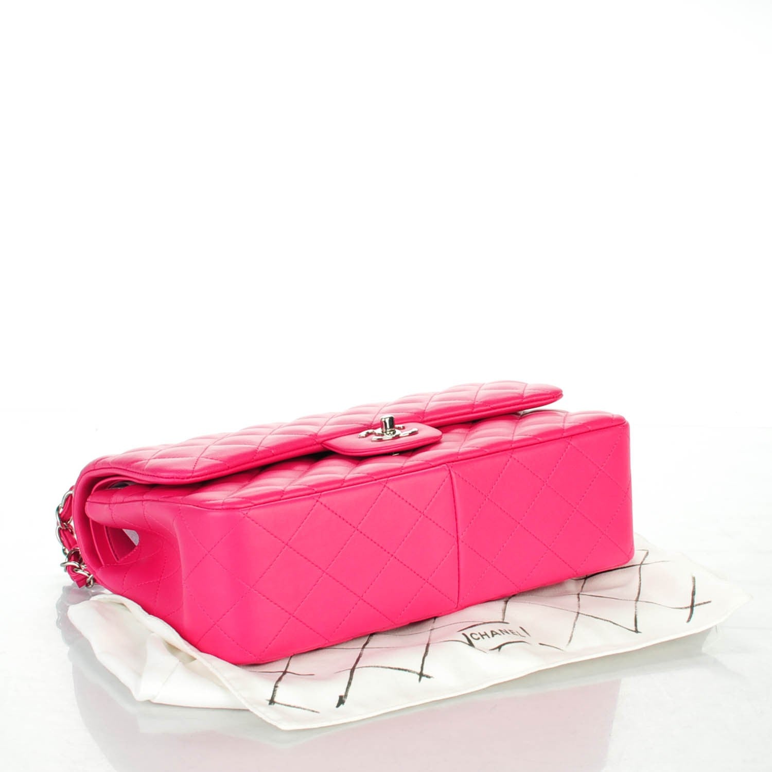 Chanel Lambskin Quilted Jumbo Double Flap Dark Pink 4 of 7