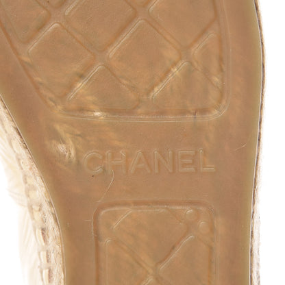 Chanel Metallic Calfskin Grosgrain CC Espadrilles 37 Ivory Black 11 of 12
