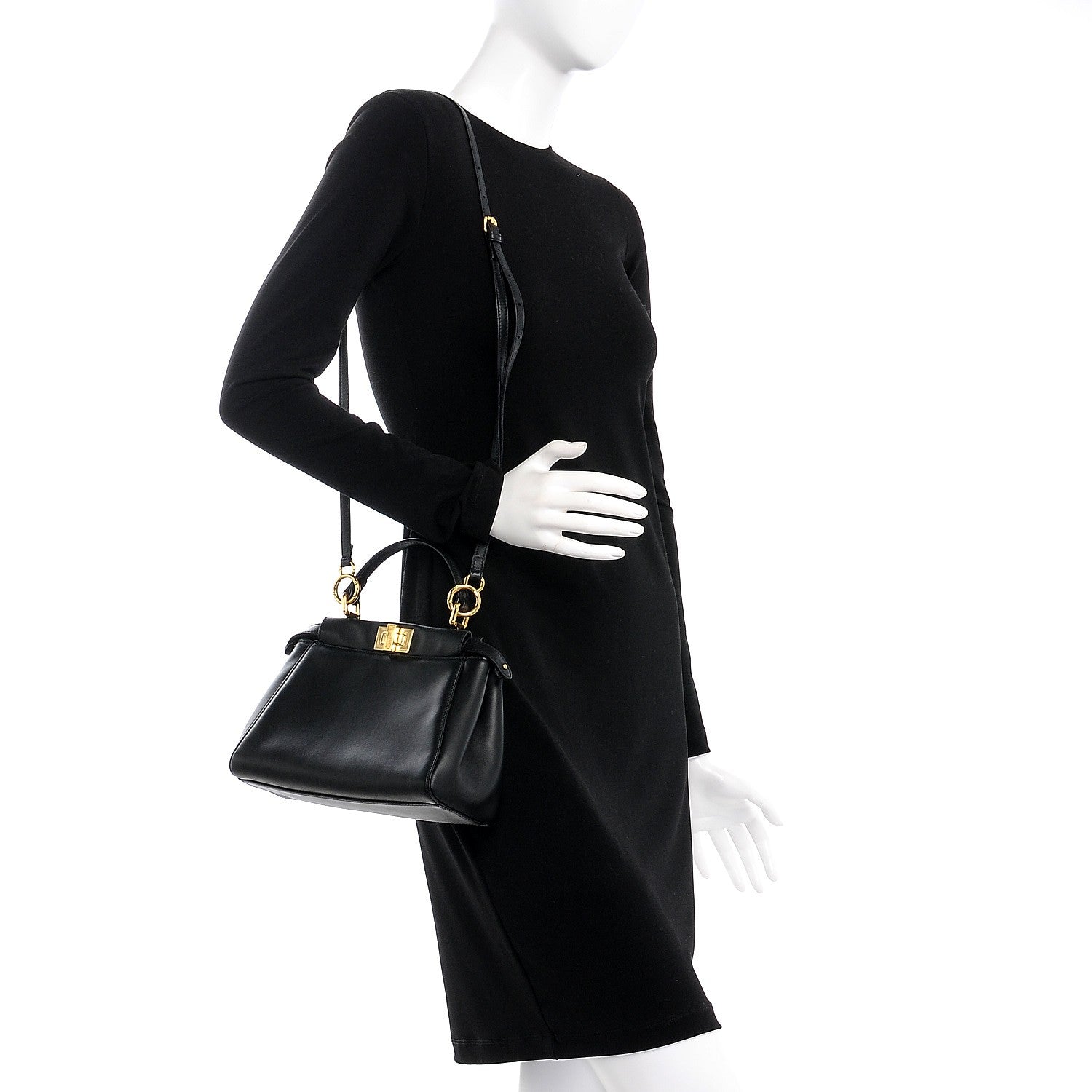 Fendi Nappa Mini Peekaboo Iconic Satchel Black 2 of 8