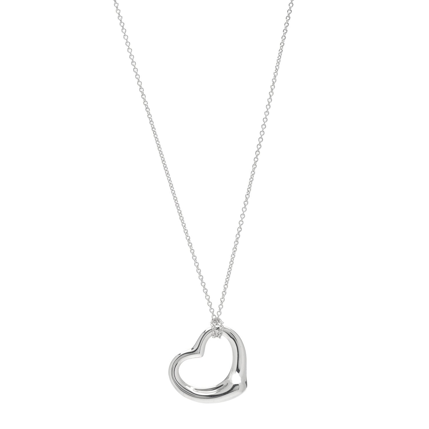 Tiffany Sterling Silver 27mm Elsa Peretti Open Heart Pendant Necklace 1 of 4