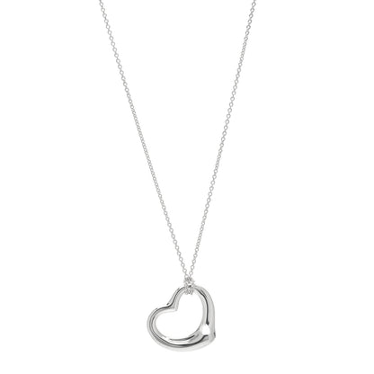 Tiffany Sterling Silver 27mm Elsa Peretti Open Heart Pendant Necklace 1 of 4