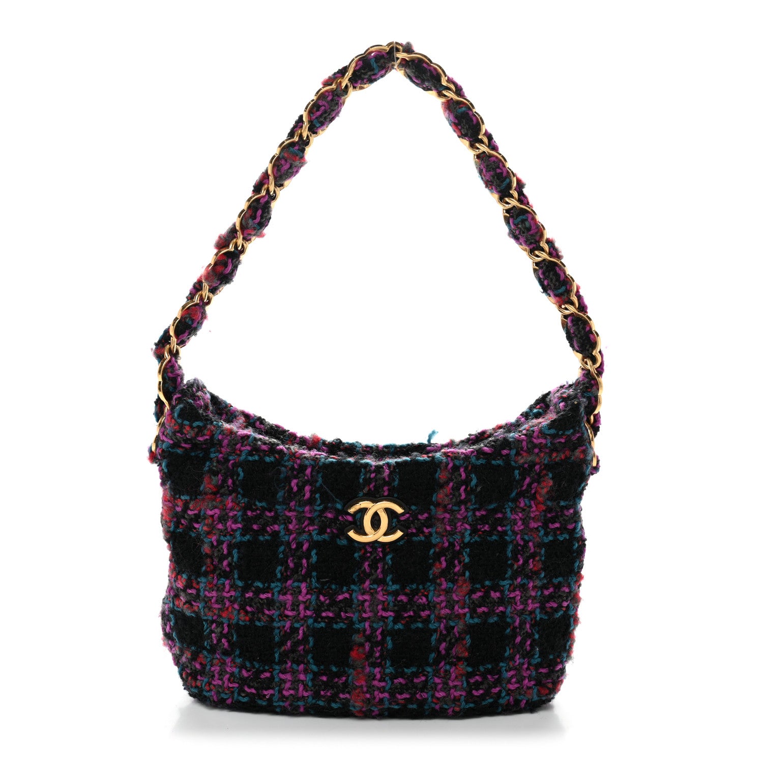 Chanel Cashmere Tweed Quilted CC Links Hobo Purple Multicolor 1 of 10