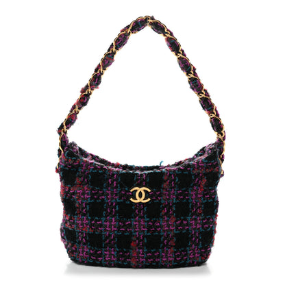 Chanel Cashmere Tweed Quilted CC Links Hobo Purple Multicolor 1 of 10