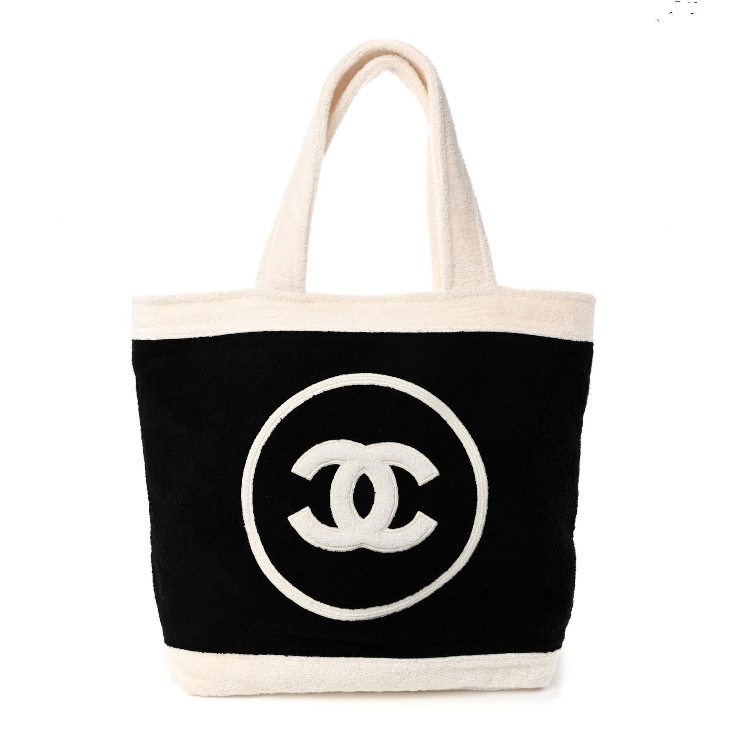 Chanel Terry Cotton CC Beach Tote Towel Set Black White 1 of 10