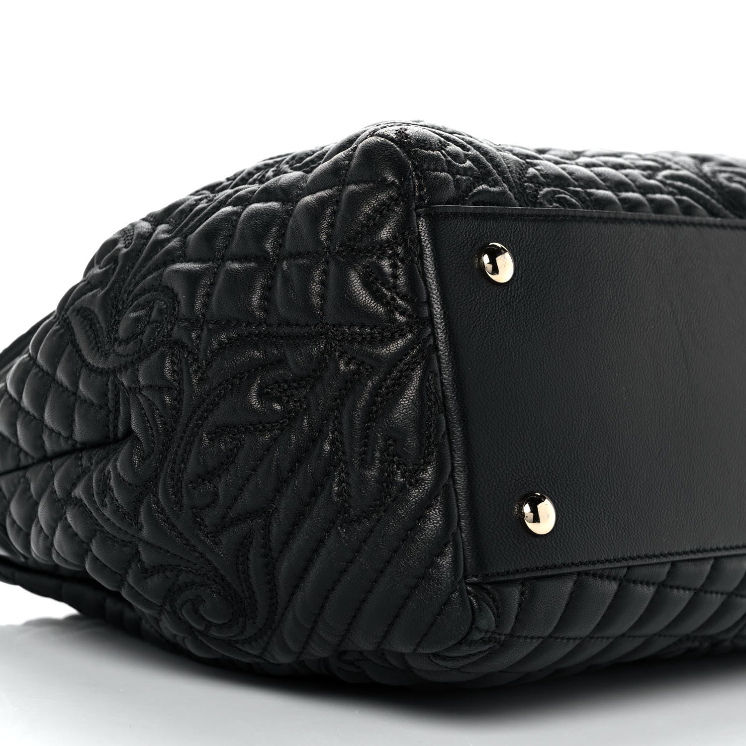 Versace Barocco Quilted Nappa Altea Vanitas Satchel Black 8 of 11