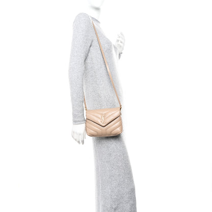 Saint Laurent Calfskin Y Quilted Monogram Toy Loulou Crossbody Bag Nude Powder 2 of 15