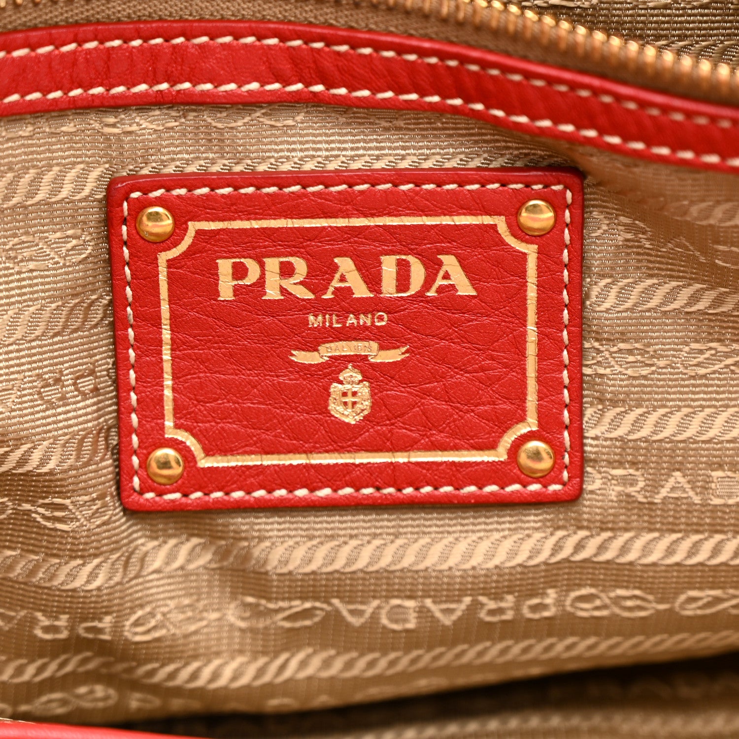 Prada Vitello Daino Side Zip Shopper Tote Fuoco 6 of 11