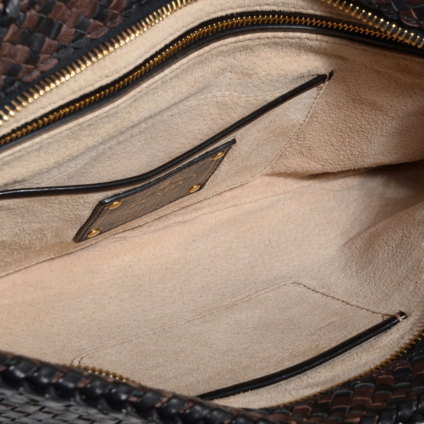 Goatskin Woven Zip Clutch Moro Black