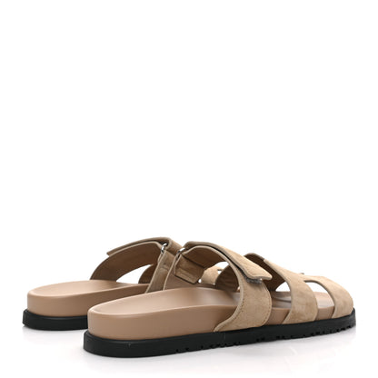 Hermes Suede Goatskin Womens Chypre Sandals 41 Beige Argile 4 of 10