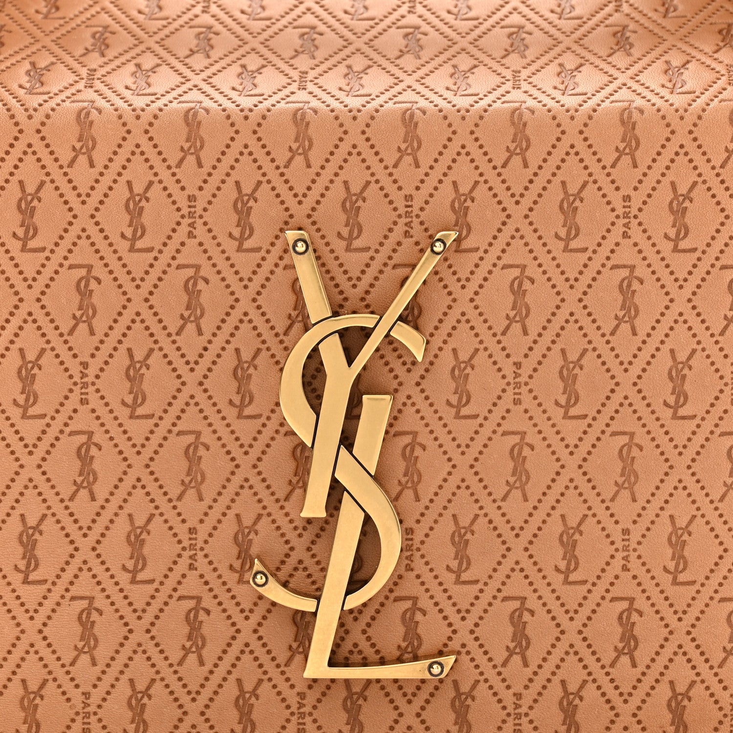 Saint Laurent Calfskin Monogram Take Away Box Dusty Vintage Brown Gold 8 of 10