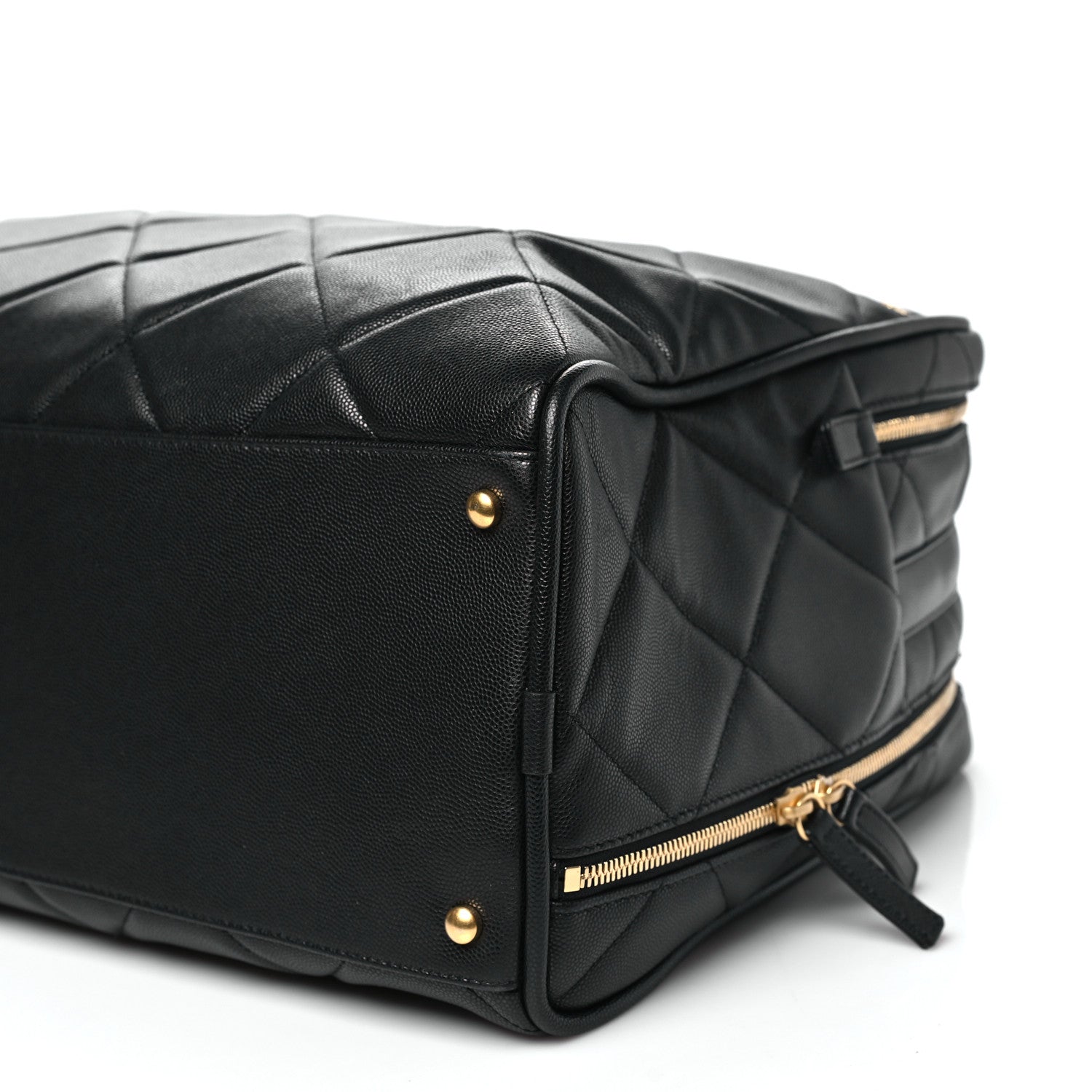 Chanel Shiny Grained Calfskin Quilted Large Travel Bowling Bag