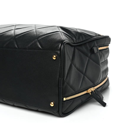 Chanel Shiny Grained Calfskin Quilted Large Travel Bowling Bag Black 10 of 10
