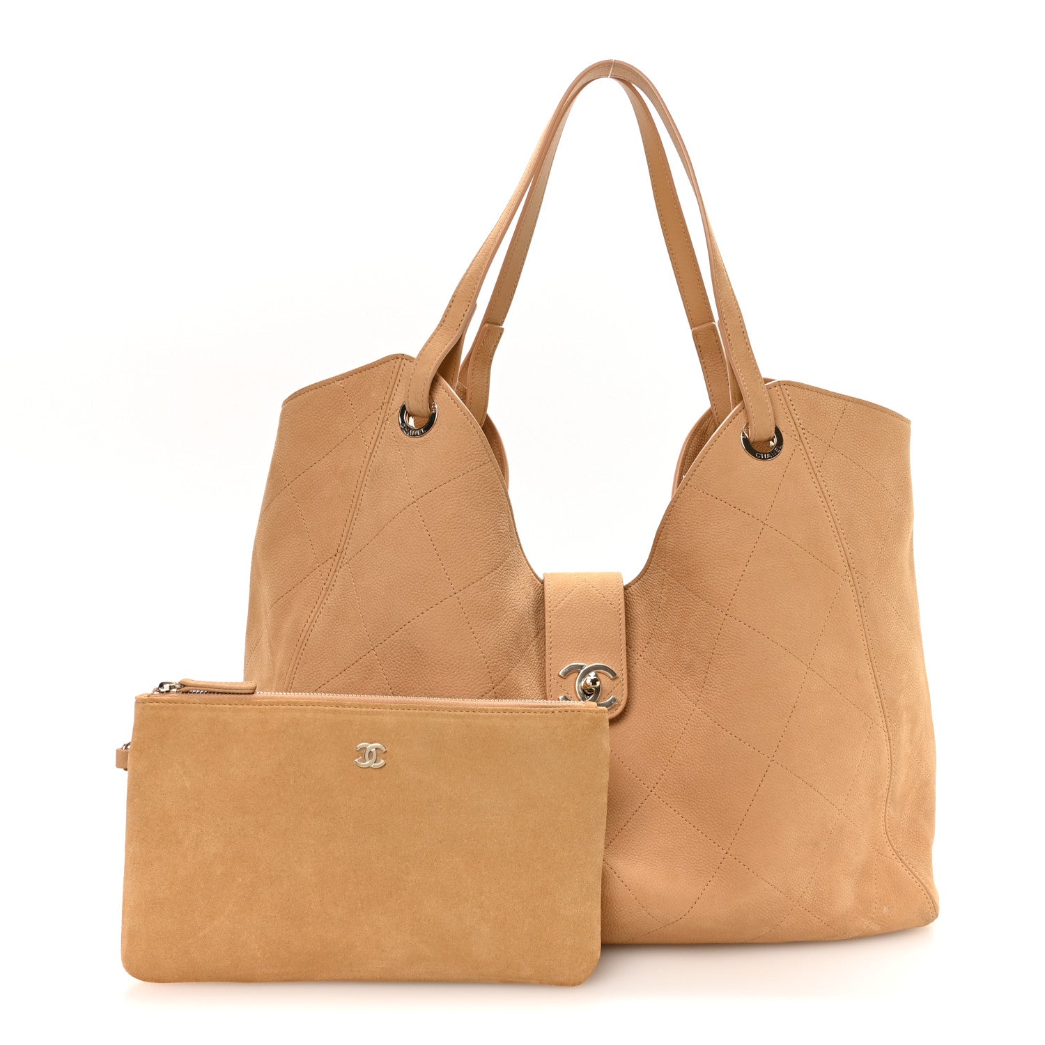 Chanel Grained Nubuck Calfskin Quilted Maxi Shopping Bag Beige 2 of 10