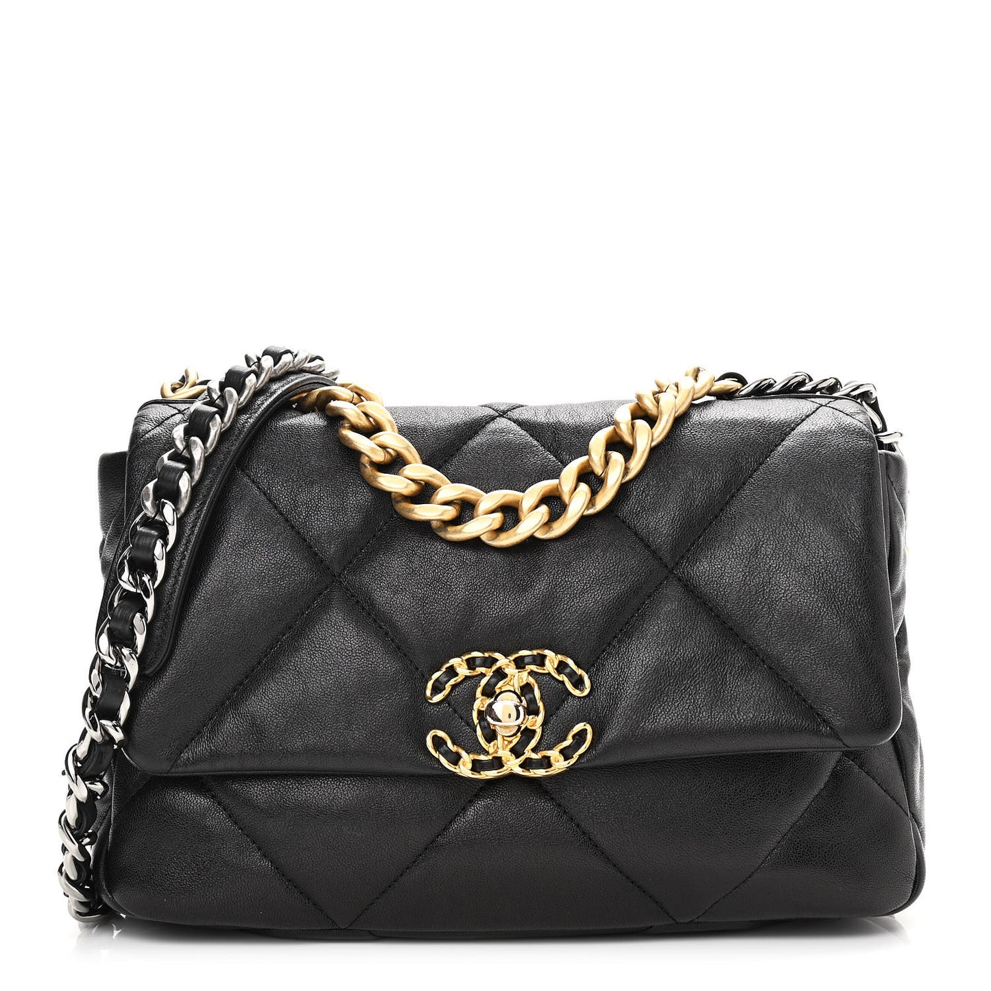 Goatskin Quilted Medium Chanel 19 Flap Black
